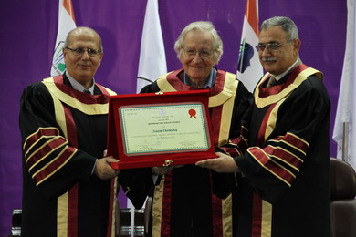 IUG grants Noam Chomsky, the international thinker, Honorary doctorate
